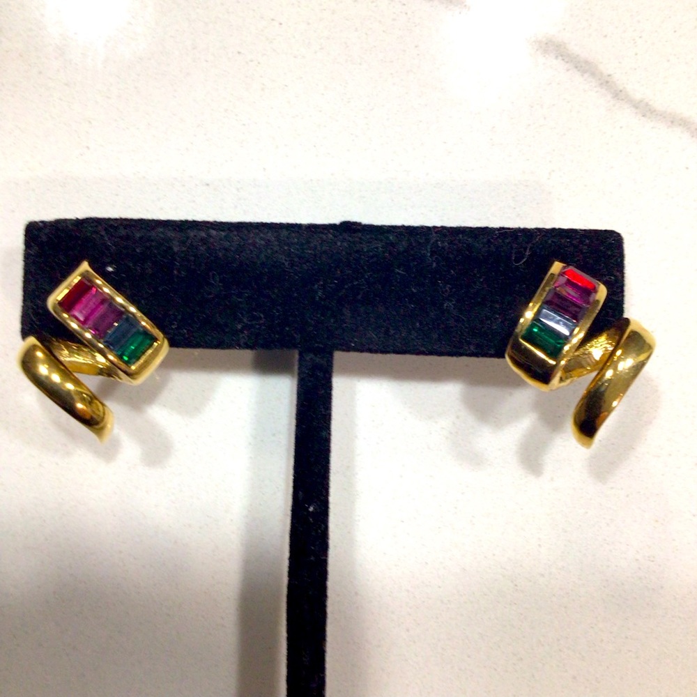 Gold rainbow post earrings